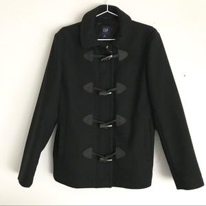 GAP Black Duffle Pea Coat Horn Toggles Size M